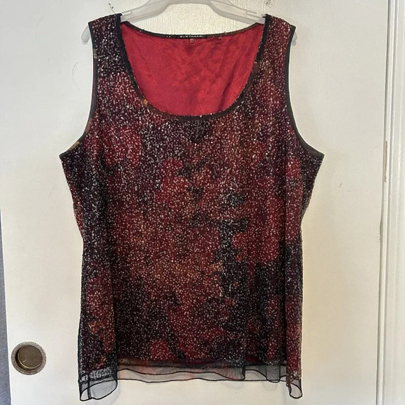 Elie Tahari Tops - Elie Tahari Lightweight Delicate Sequin Cami Tank Y2K Vintage Womens XL Red